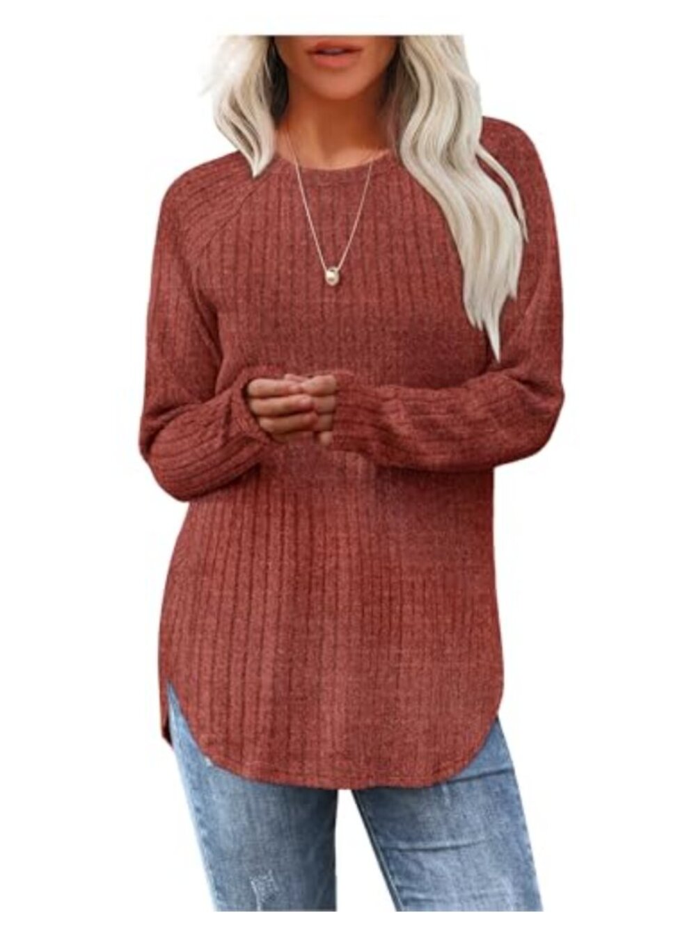 Long Sleeve Tunic Top Loose Fit Lightweight Pullover Sweater for Women